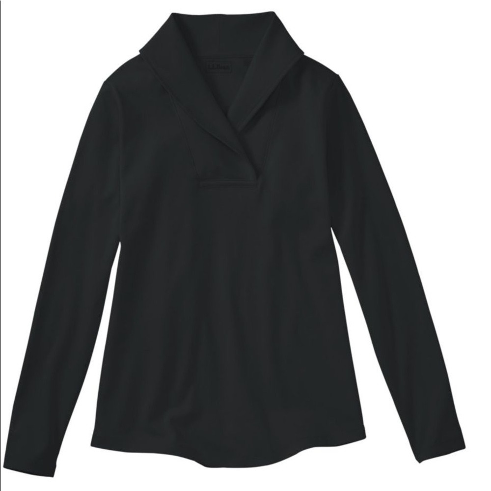 L.L.Bean Pullover Long-Sleeve Shawl Collar (Black)
